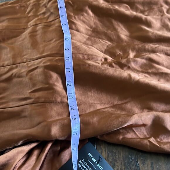 Lulu’s Midnight Rust Brown Satin Strapless Mini Dress Size Medium NWT - Picture 9 of 11